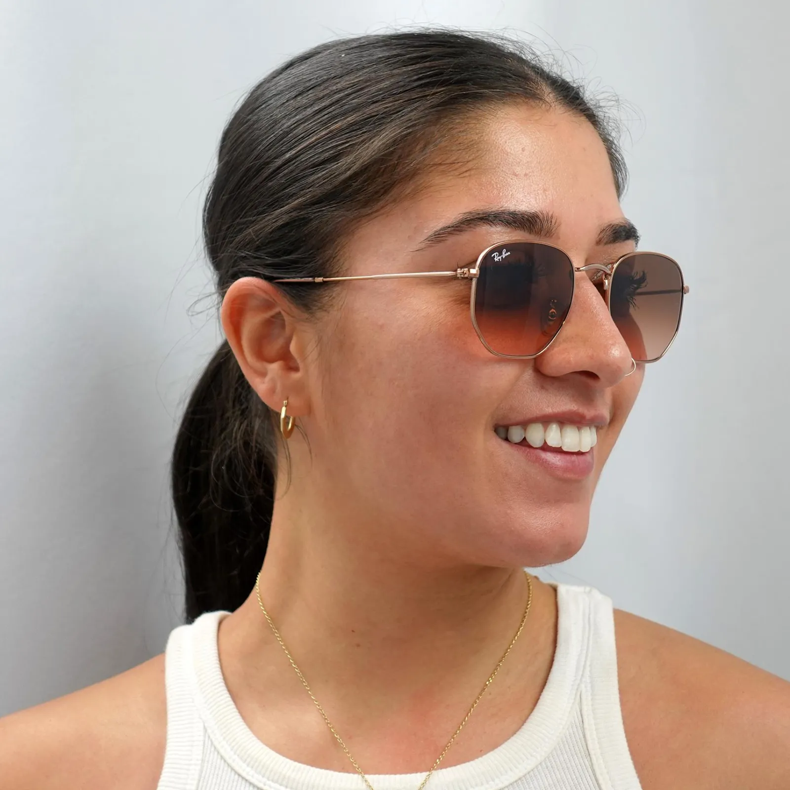 Ray-Ban Square|Ray-Ban^Sunglasses Hexagonal RB3548N 9069A5 Polished Bronze Copper Bro