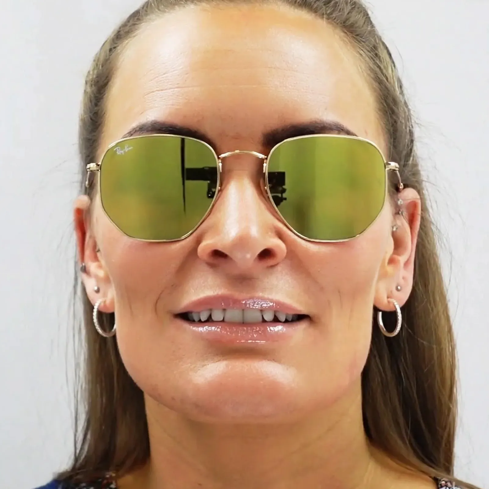 Ray-Ban Ray-Ban|Square^Sunglasses Hexagonal 3548N 001/9O Gold Light Blue Gradient Mir