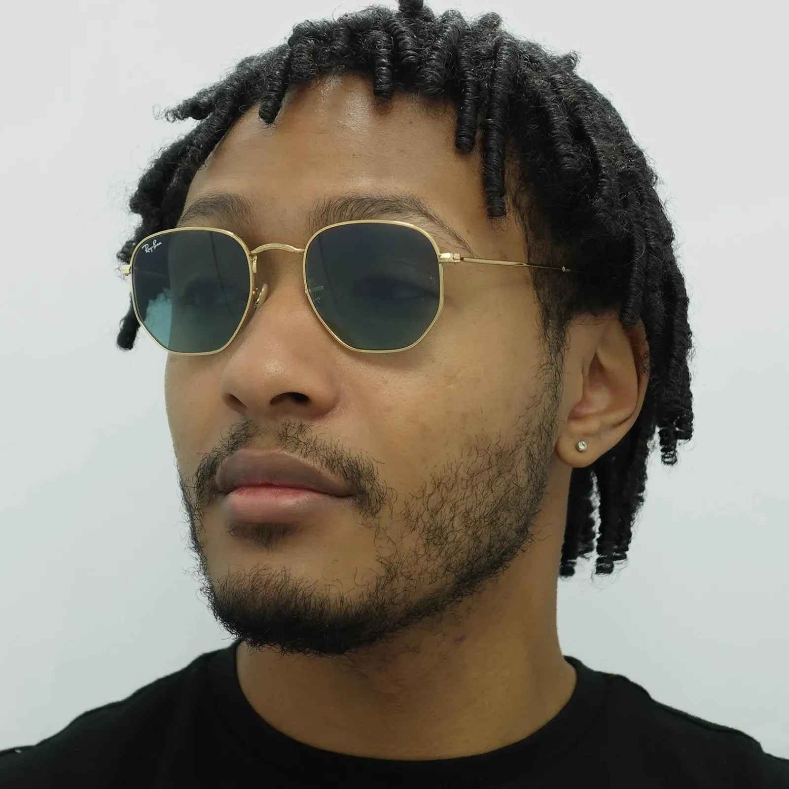 Ray-Ban Square|Ray-Ban^Sunglasses Hexagonal RB3548N 91233M Gold Blue Grey Gradient