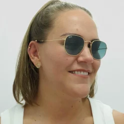 Ray-Ban Square|Ray-Ban^Sunglasses Hexagonal RB3548N 91233M Gold Blue Grey Gradient