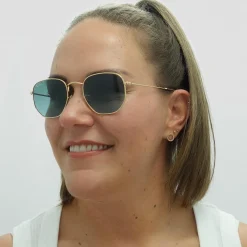Ray-Ban Square|Ray-Ban^Sunglasses Hexagonal RB3548N 91233M Gold Blue Grey Gradient