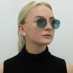 Ray-Ban Square|Ray-Ban^Sunglasses Hexagonal RB3548N 91233M Gold Blue Grey Gradient