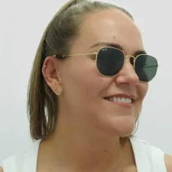 Ray-Ban Ray-Ban|Square^Sunglasses Hexagonal 3548N 001 Gold Green G-15