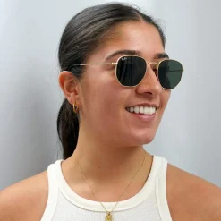 Ray-Ban Ray-Ban|Square^Sunglasses Hexagonal 3548N 001 Gold Green G-15