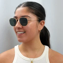 Ray-Ban Ray-Ban|Square^Sunglasses Hexagonal 3548N 001 Gold Green G-15