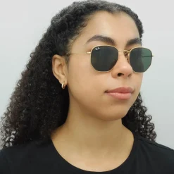 Ray-Ban Ray-Ban|Square^Sunglasses Hexagonal 3548N 001 Gold Green G-15