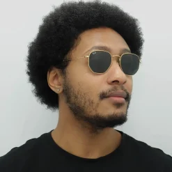 Ray-Ban Ray-Ban|Square^Sunglasses Hexagonal 3548N 001 Gold Green G-15