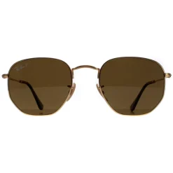 Ray-Ban Polarised|Ray-Ban^Sunglasses Hexagonal 3548N 001/57 Gold Brown Polarized 51mm