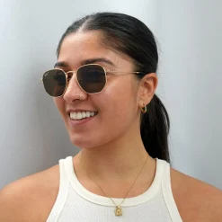Ray-Ban Polarised|Ray-Ban^Sunglasses Hexagonal 3548N 001/57 Gold Brown Polarized 51mm