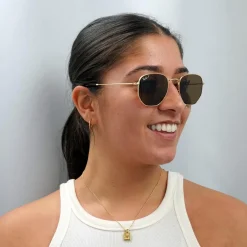 Ray-Ban Polarised|Ray-Ban^Sunglasses Hexagonal 3548N 001/57 Gold Brown Polarized 51mm