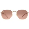 Ray-Ban Square|Ray-Ban^Sunglasses Hexagonal RB3548N 912443 Polished Gold Brown Gradie