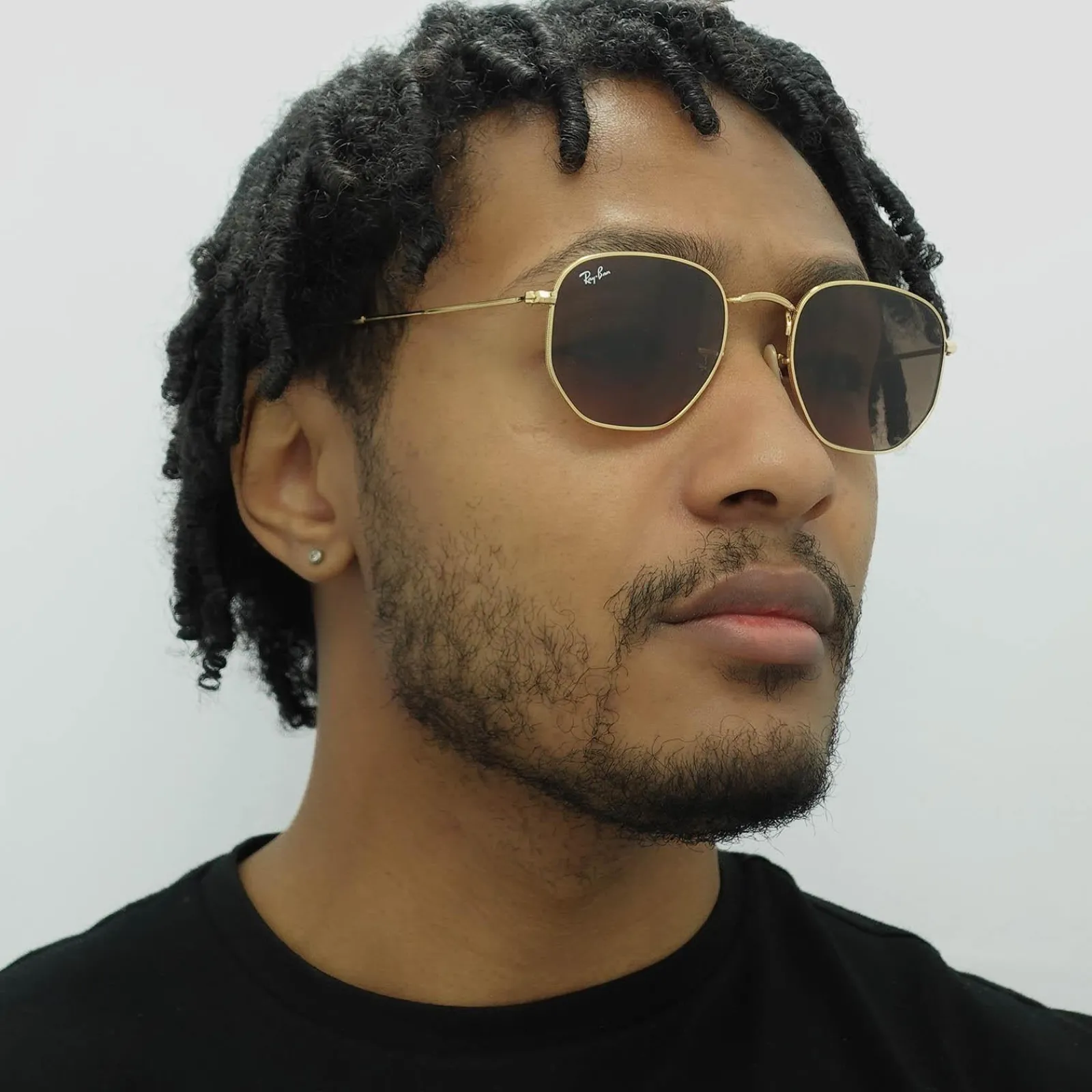 Ray-Ban Square|Ray-Ban^Sunglasses Hexagonal RB3548N 912443 Polished Gold Brown Gradie