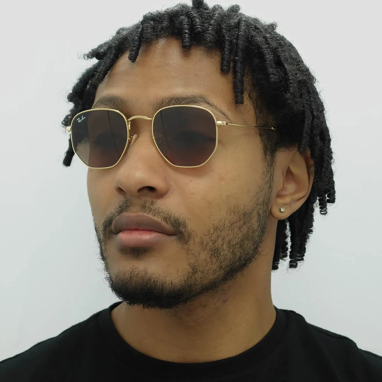 Ray-Ban Square|Ray-Ban^Sunglasses Hexagonal RB3548N 912443 Polished Gold Brown Gradie