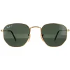 Ray-Ban Polarised|Ray-Ban^Sunglasses Hexagonal RB3548N 001/58 Gold G-15 Green Polarized