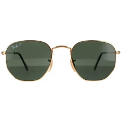 Ray-Ban Polarised|Ray-Ban^Sunglasses Hexagonal RB3548N 001/58 Gold G-15 Green Polarized