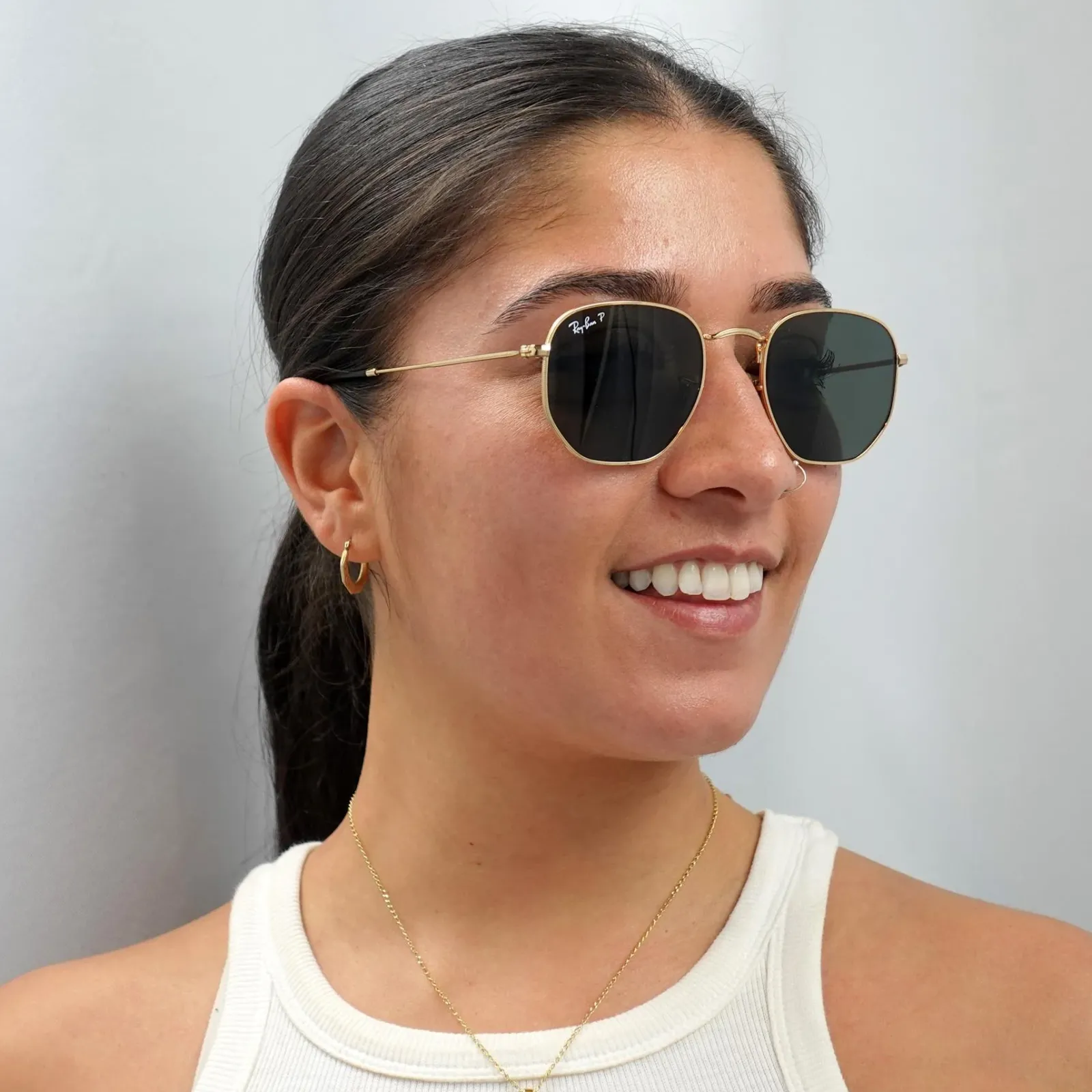 Ray-Ban Polarised|Ray-Ban^Sunglasses Hexagonal RB3548N 001/58 Gold G-15 Green Polarized
