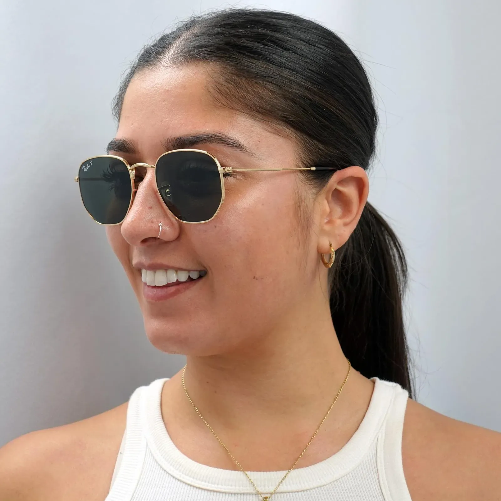 Ray-Ban Polarised|Ray-Ban^Sunglasses Hexagonal RB3548N 001/58 Gold G-15 Green Polarized