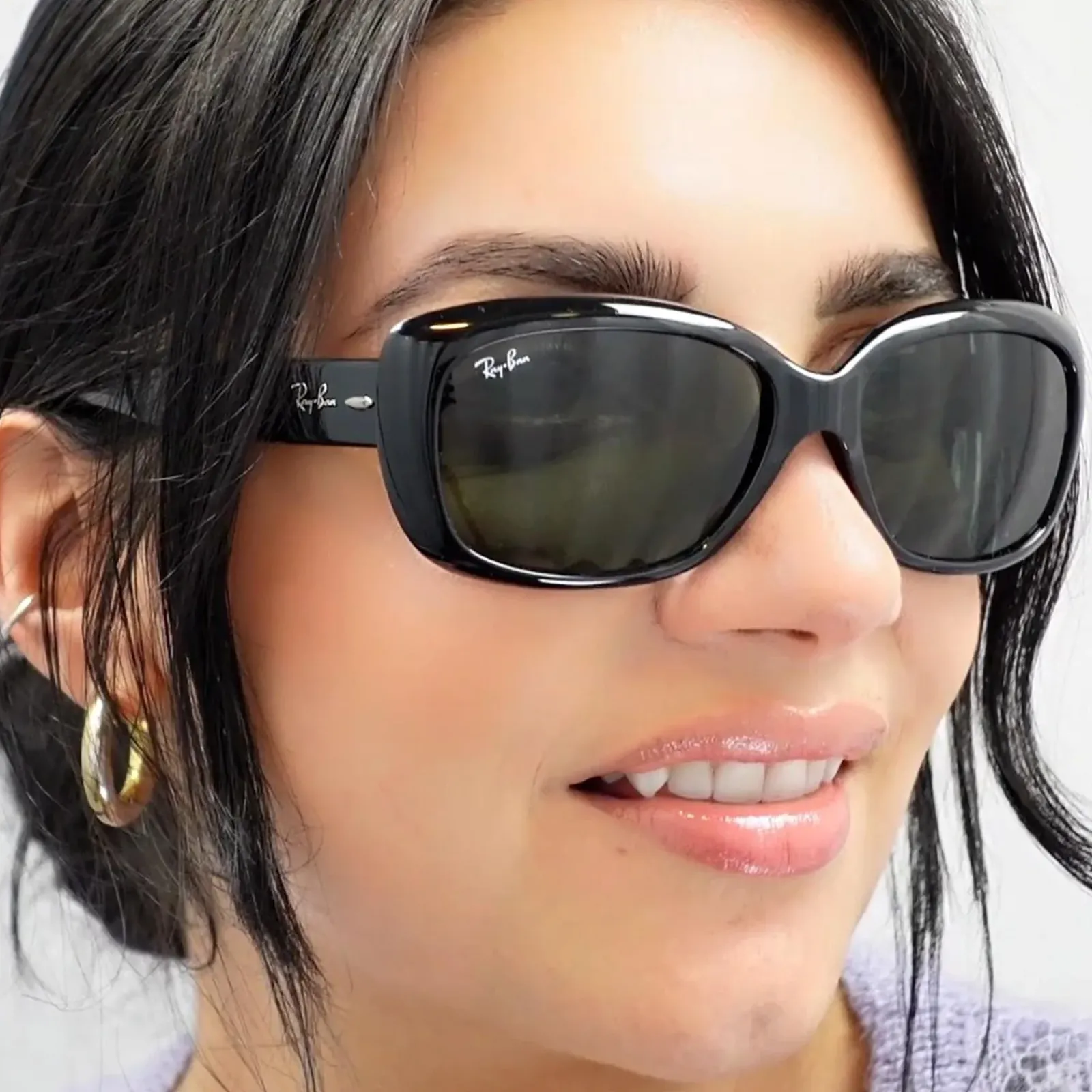 Ray-Ban Polarised|Ray-Ban^Sunglasses Jackie Ohh 4101 601/T3 Shiny Black Grey Gradient Po