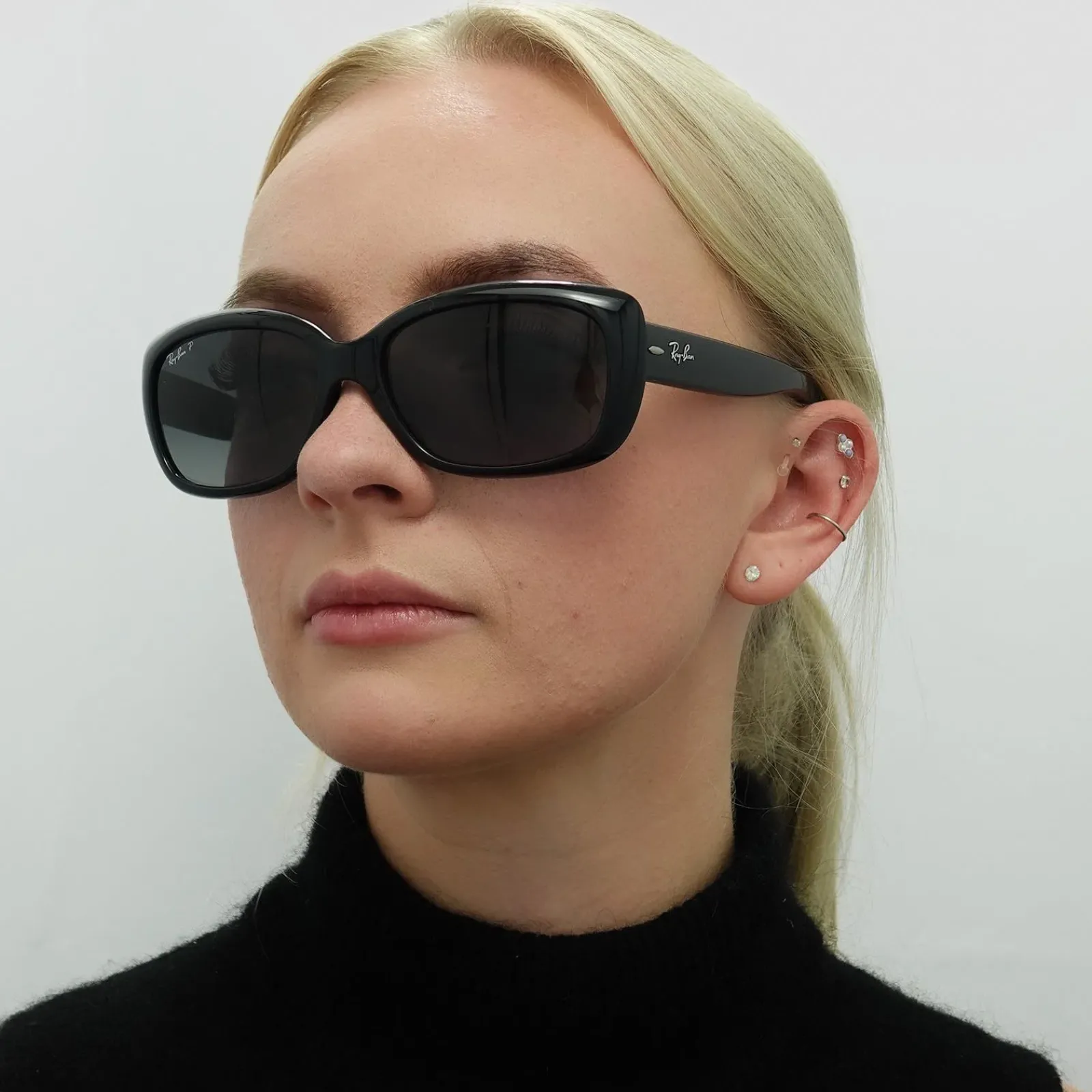 Ray-Ban Polarised|Ray-Ban^Sunglasses Jackie Ohh 4101 601/T3 Shiny Black Grey Gradient Po