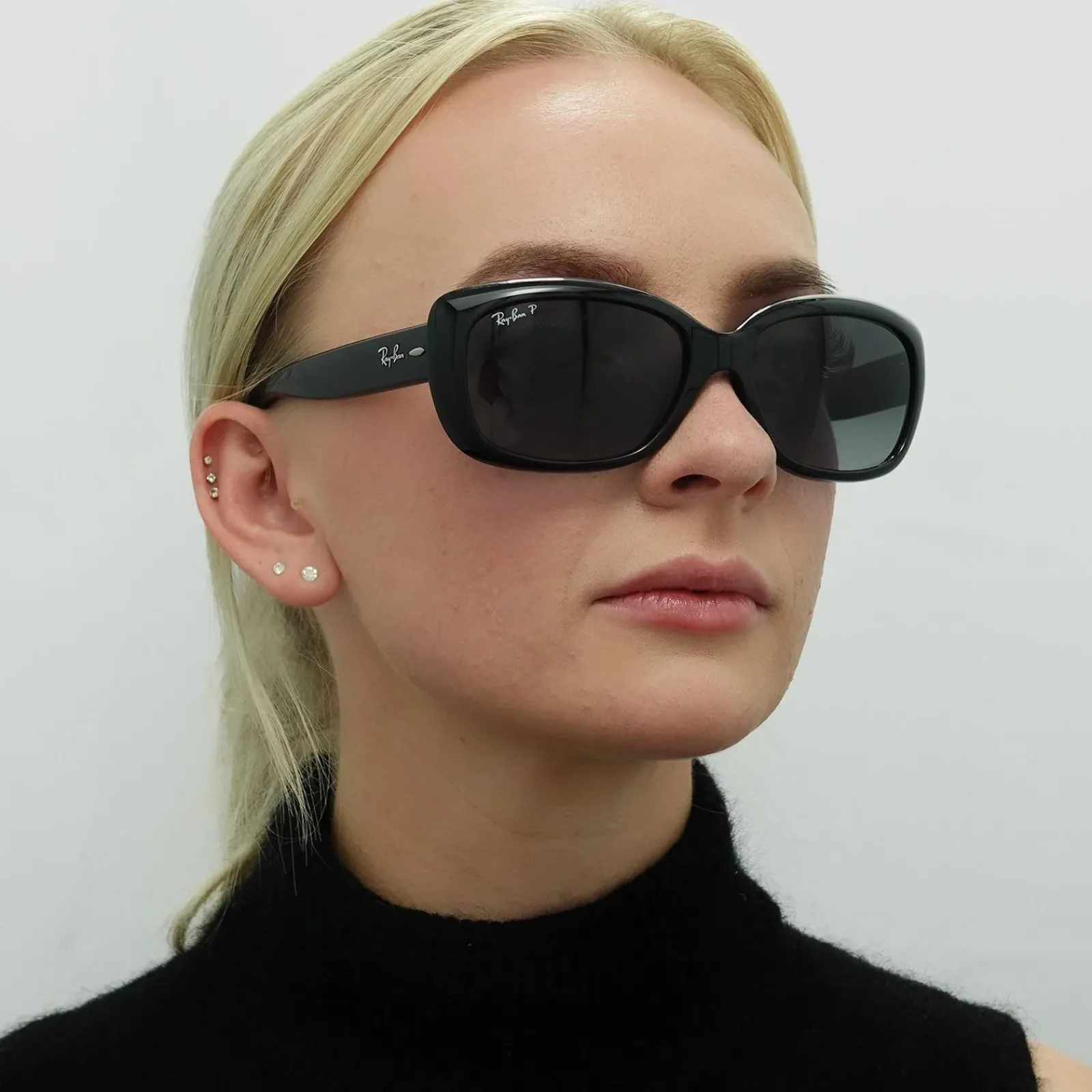 Ray-Ban Polarised|Ray-Ban^Sunglasses Jackie Ohh 4101 601/T3 Shiny Black Grey Gradient Po