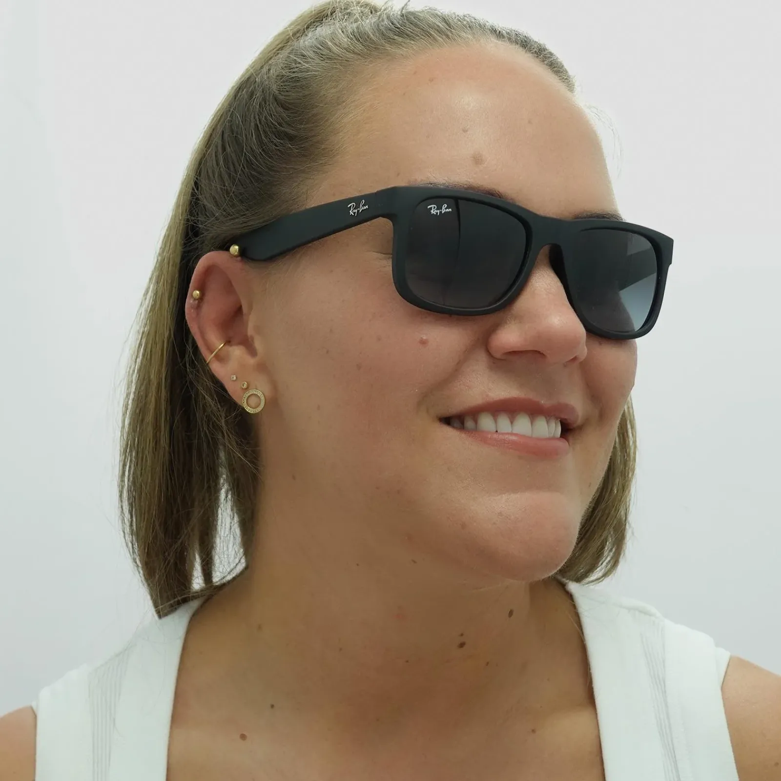 Ray-Ban Ray-Ban|Rectangle^Sunglasses Justin 4165 601/8G Rubber Black Grey Gradient