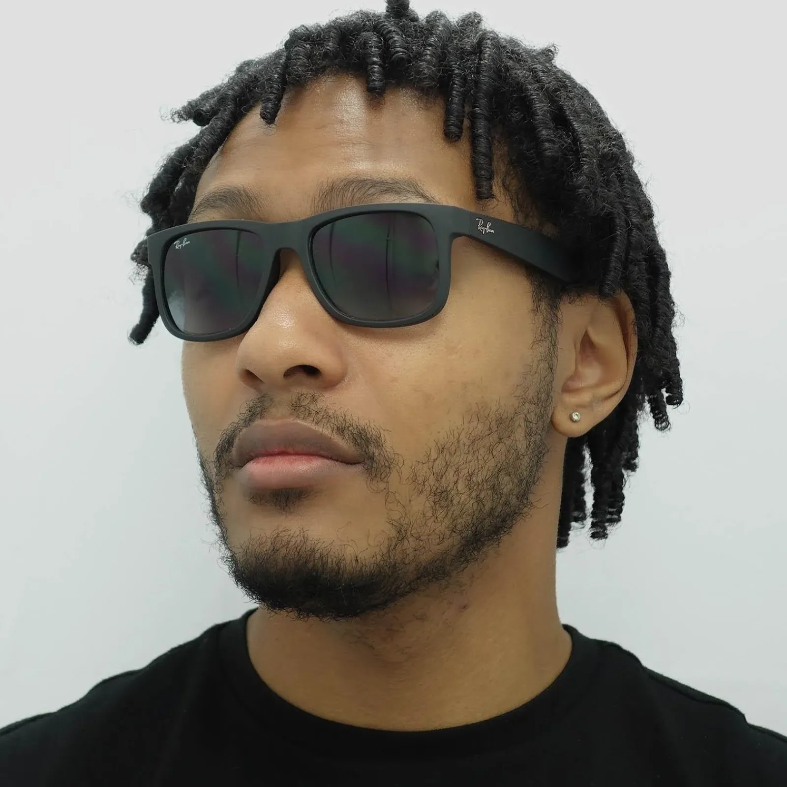 Ray-Ban Ray-Ban|Rectangle^Sunglasses Justin 4165 601/8G Rubber Black Grey Gradient