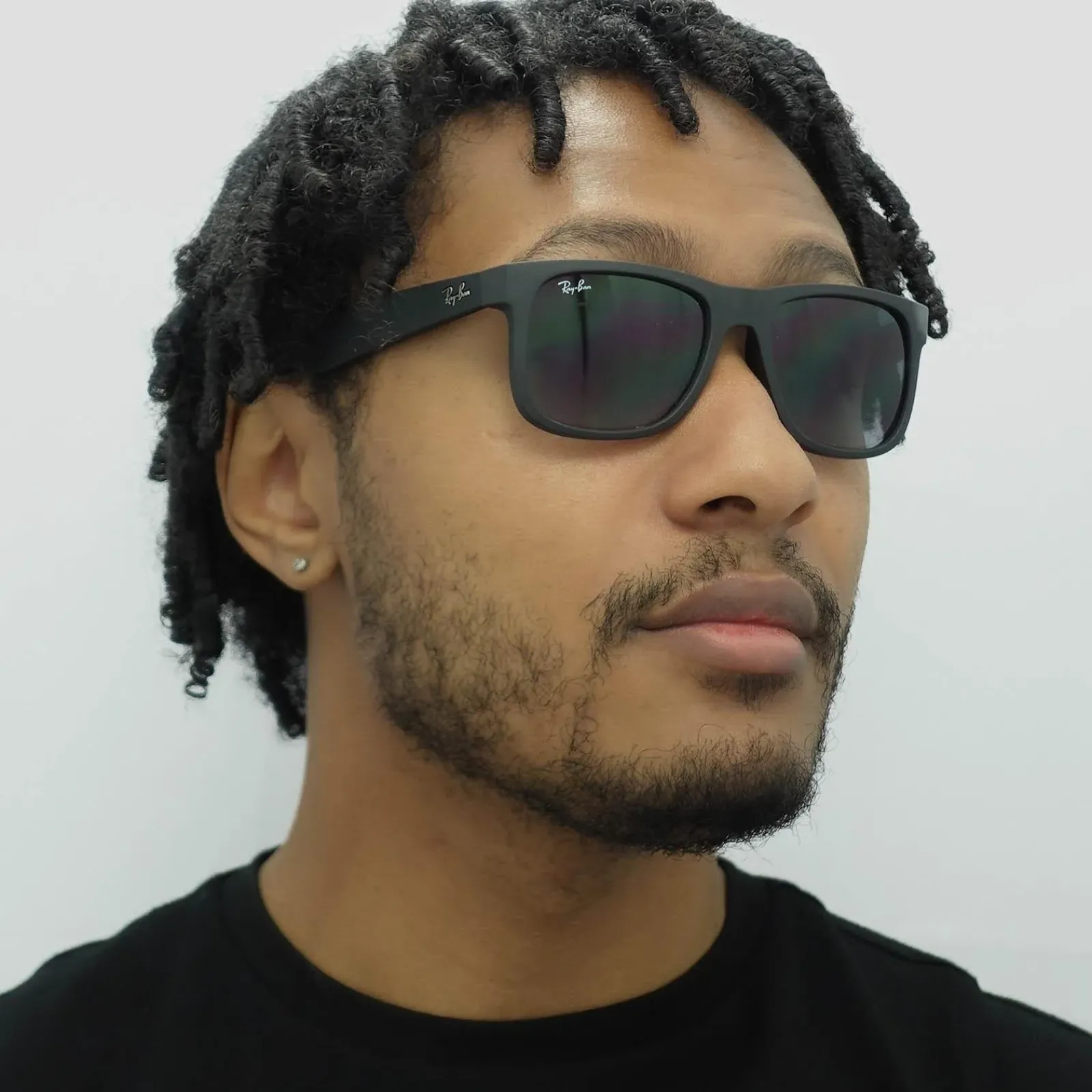 Ray-Ban Ray-Ban|Rectangle^Sunglasses Justin 4165 601/8G Rubber Black Grey Gradient