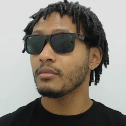 Ray-Ban Rectangle^Sunglasses Justin 4165 601/71 Shiny Black Green