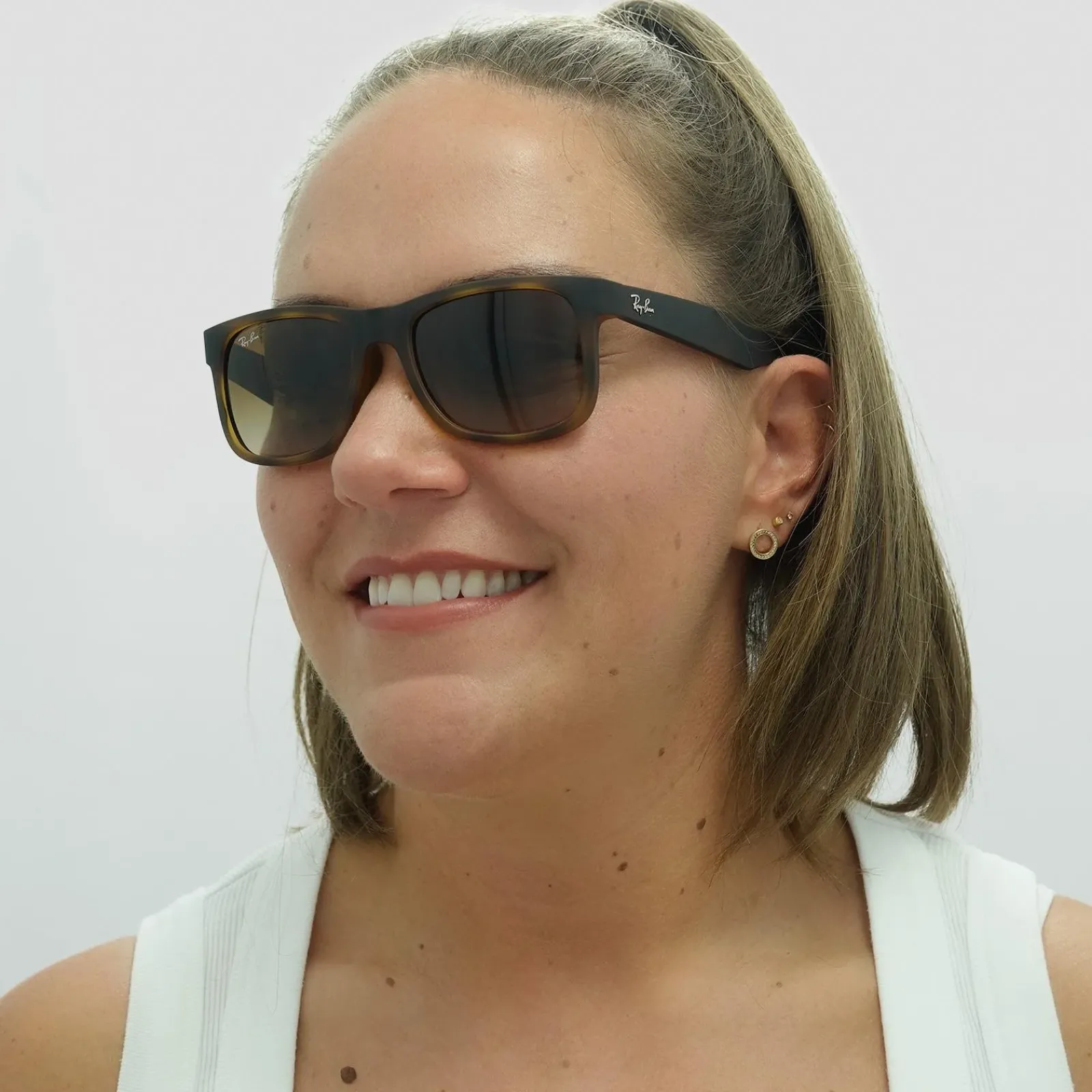 Ray-Ban Ray-Ban|Rectangle^Sunglasses Justin 4165 710/13 Rubber Light Havana Brown Gradie