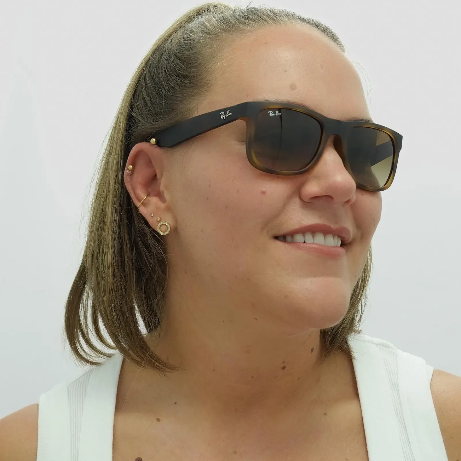 Ray-Ban Ray-Ban|Rectangle^Sunglasses Justin 4165 710/13 Rubber Light Havana Brown Gradie