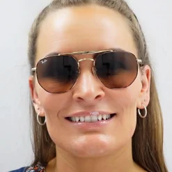 Ray-Ban Ray-Ban|Aviator^Sunglasses Marshal 3648 001/3F Gold Light Blue Gradient