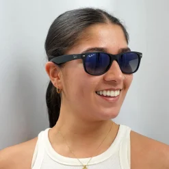 Ray-Ban Polarised|Rectangle^Sunglasses New Wayfarer 2132 601S78 Matt Black Grey Blue Polar