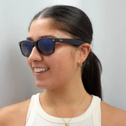 Ray-Ban Polarised|Rectangle^Sunglasses New Wayfarer 2132 601S78 Matt Black Grey Blue Polar