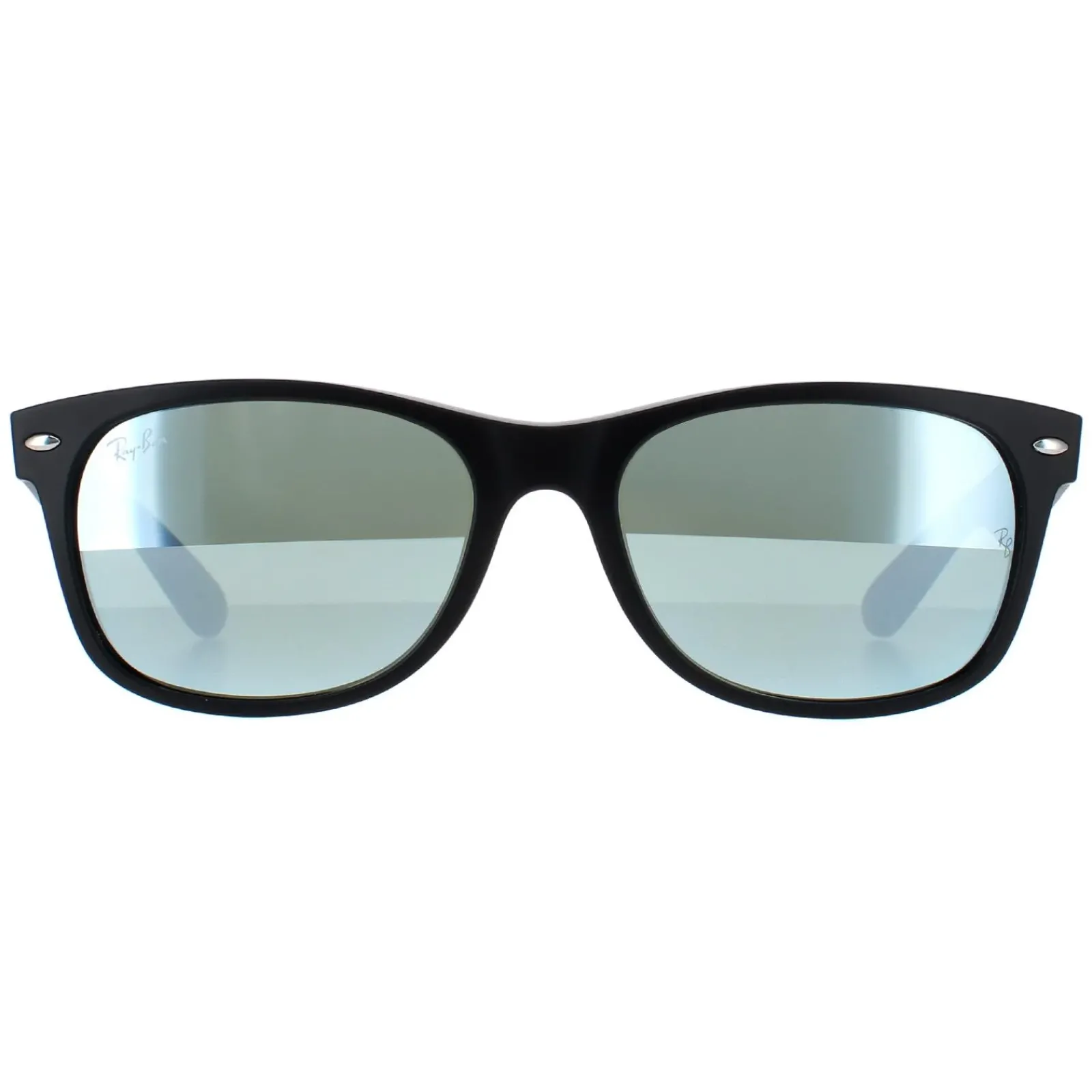 Ray-Ban Rectangle^Sunglasses New Wayfarer 2132 622/30 Rubber Black Silver Flash