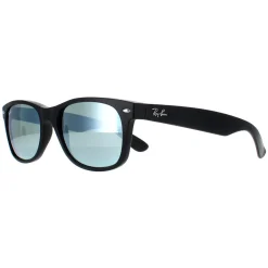 Ray-Ban Rectangle^Sunglasses New Wayfarer 2132 622/30 Rubber Black Silver Flash