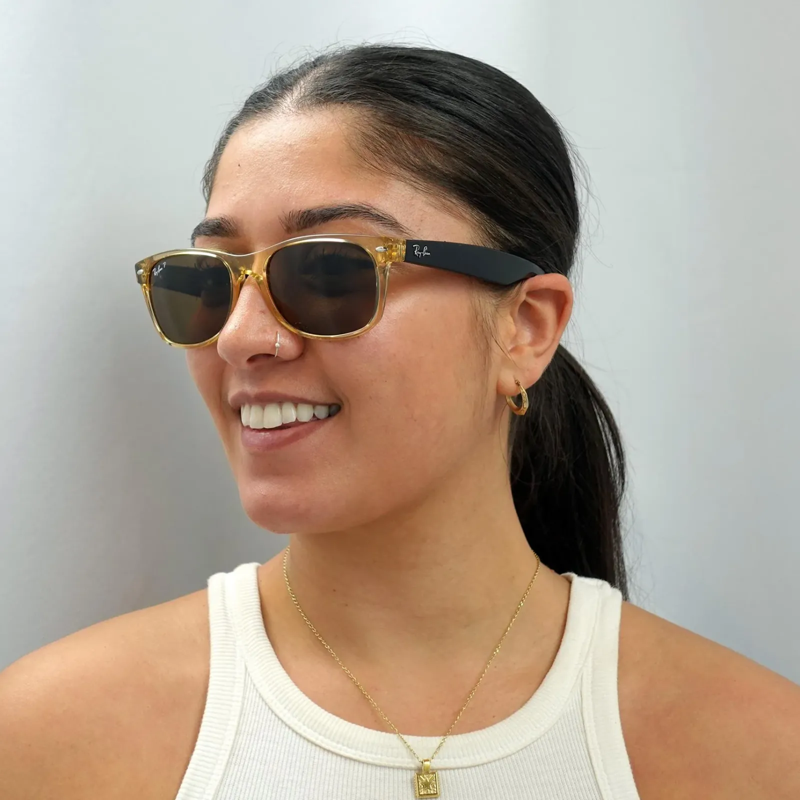 Ray-Ban Polarised|Ray-Ban^Sunglasses New Wayfarer 2132 945/57 Honey Crystal Brown Polari