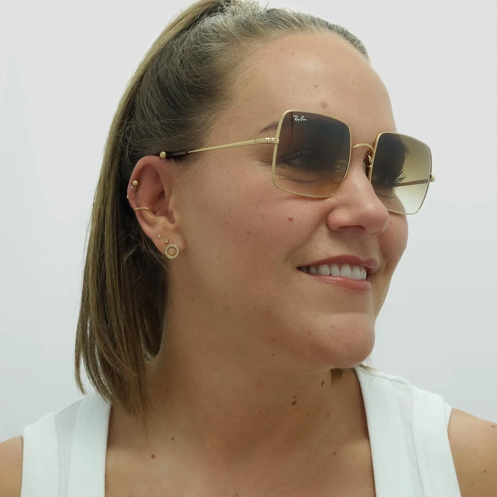 Ray-Ban Square|Ray-Ban^Sunglasses RB1971 914751 Gold Light Brown Gradient