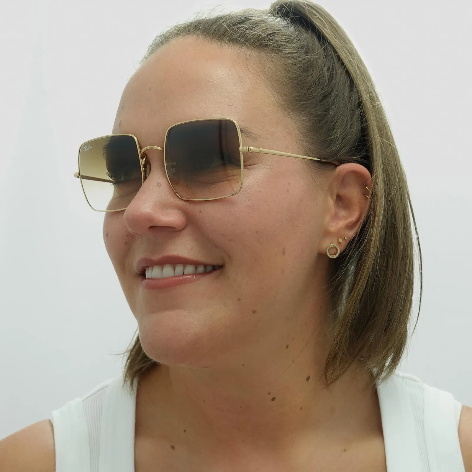 Ray-Ban Square|Ray-Ban^Sunglasses RB1971 914751 Gold Light Brown Gradient