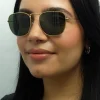 Ray-Ban Square|Ray-Ban^Sunglasses RB3857 Frank 919631 Gold G-15 Green