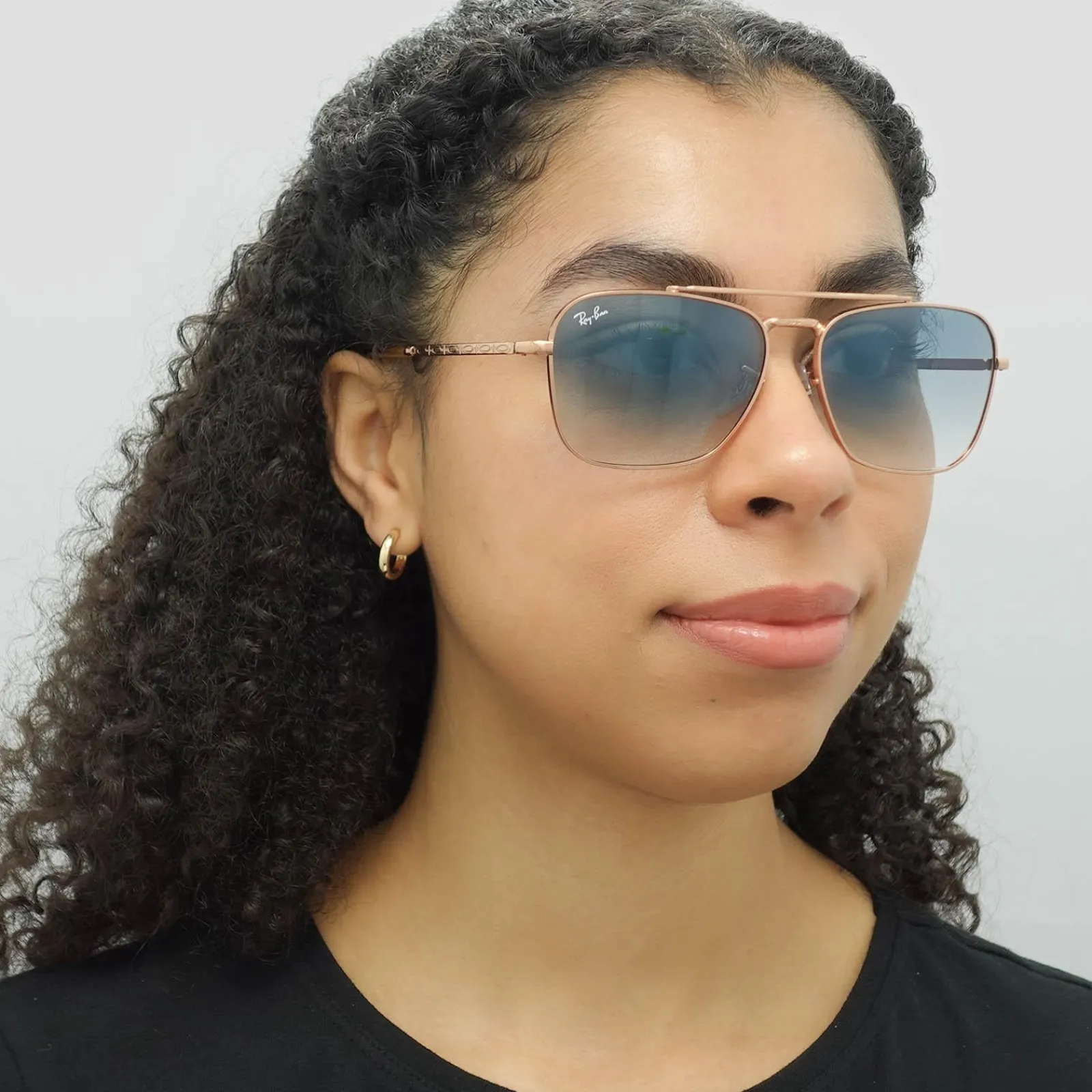 Ray-Ban Square|Ray-Ban^Sunglasses RB3636 New Caravan 92023F Rose Gold Blue Gradient