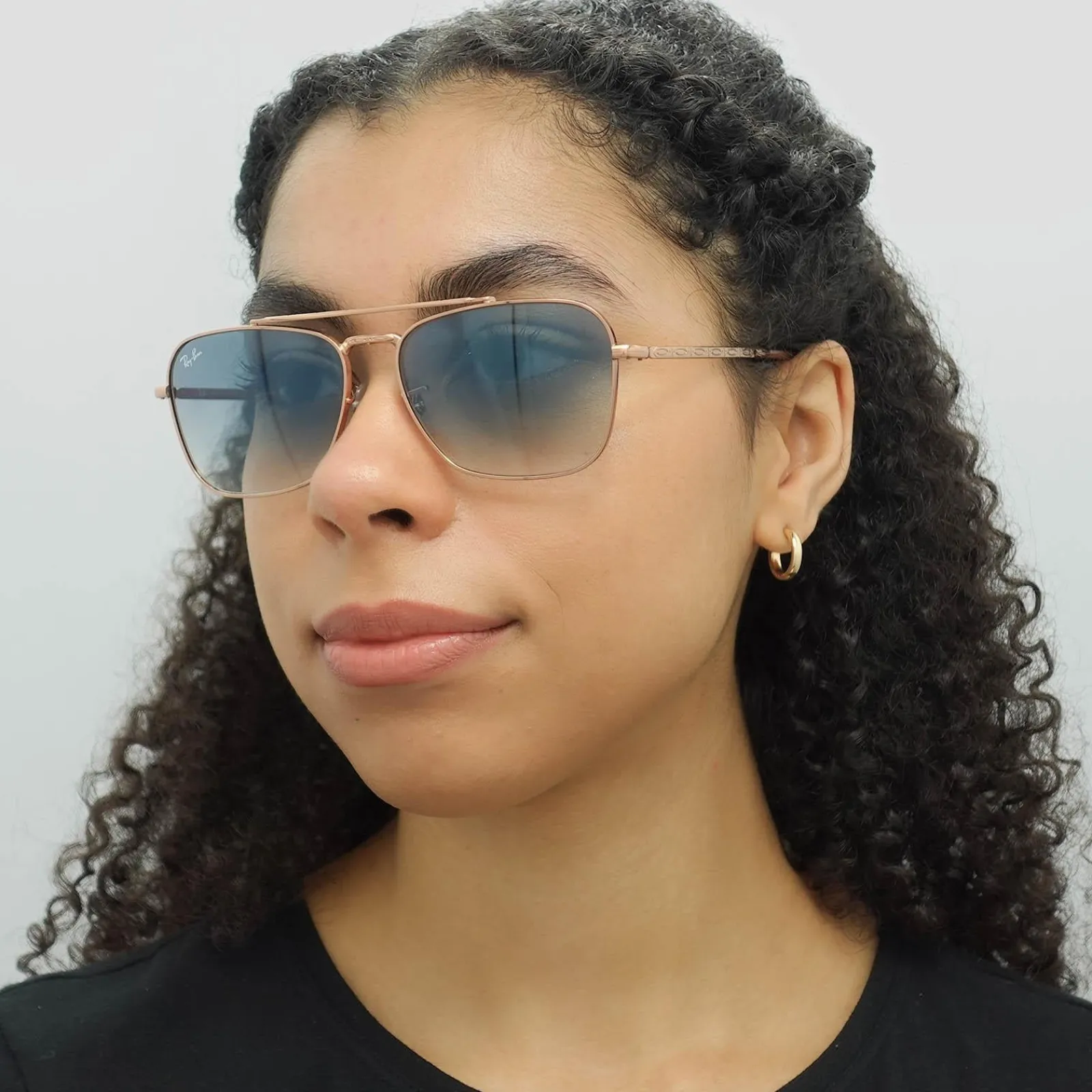 Ray-Ban Square|Ray-Ban^Sunglasses RB3636 New Caravan 92023F Rose Gold Blue Gradient