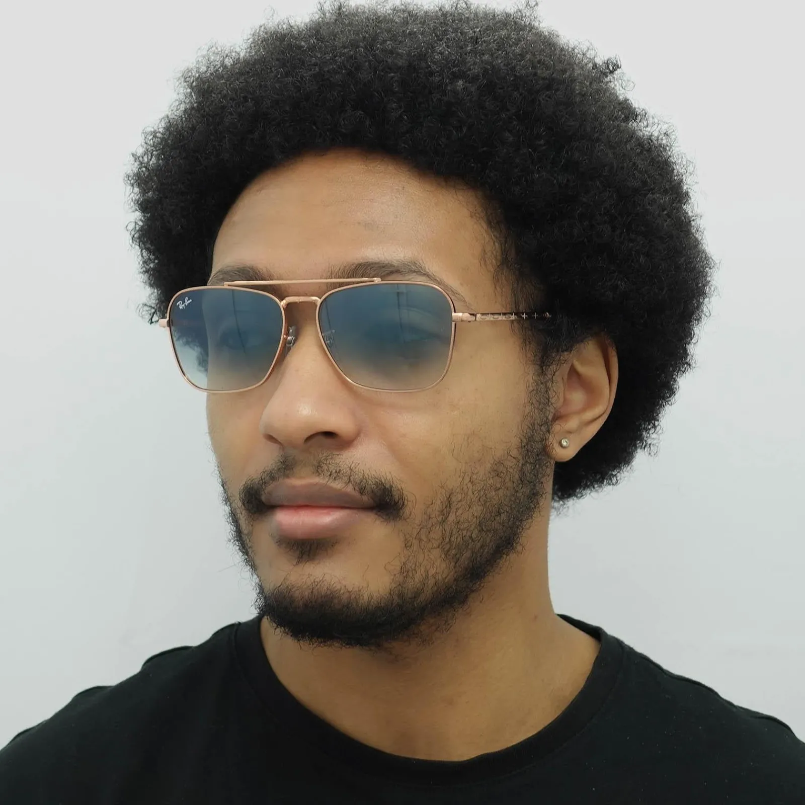 Ray-Ban Square|Ray-Ban^Sunglasses RB3636 New Caravan 92023F Rose Gold Blue Gradient