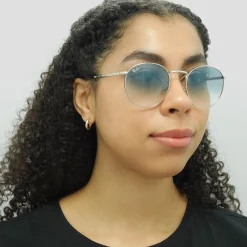 Ray-Ban Ray-Ban|Ray-Ban^Sunglasses RB3637 New Round 003/3F Silver Blue Gradient