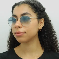Ray-Ban Ray-Ban|Ray-Ban^Sunglasses RB3637 New Round 003/3F Silver Blue Gradient