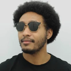 Ray-Ban Square|Ray-Ban^Sunglasses RB4416 New Clubmaster 601/31 Black on Gold Green