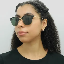 Ray-Ban Square|Ray-Ban^Sunglasses RB4416 New Clubmaster 601/31 Black on Gold Green