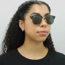 Ray-Ban Square|Ray-Ban^Sunglasses RB4416 New Clubmaster 601/31 Black on Gold Green