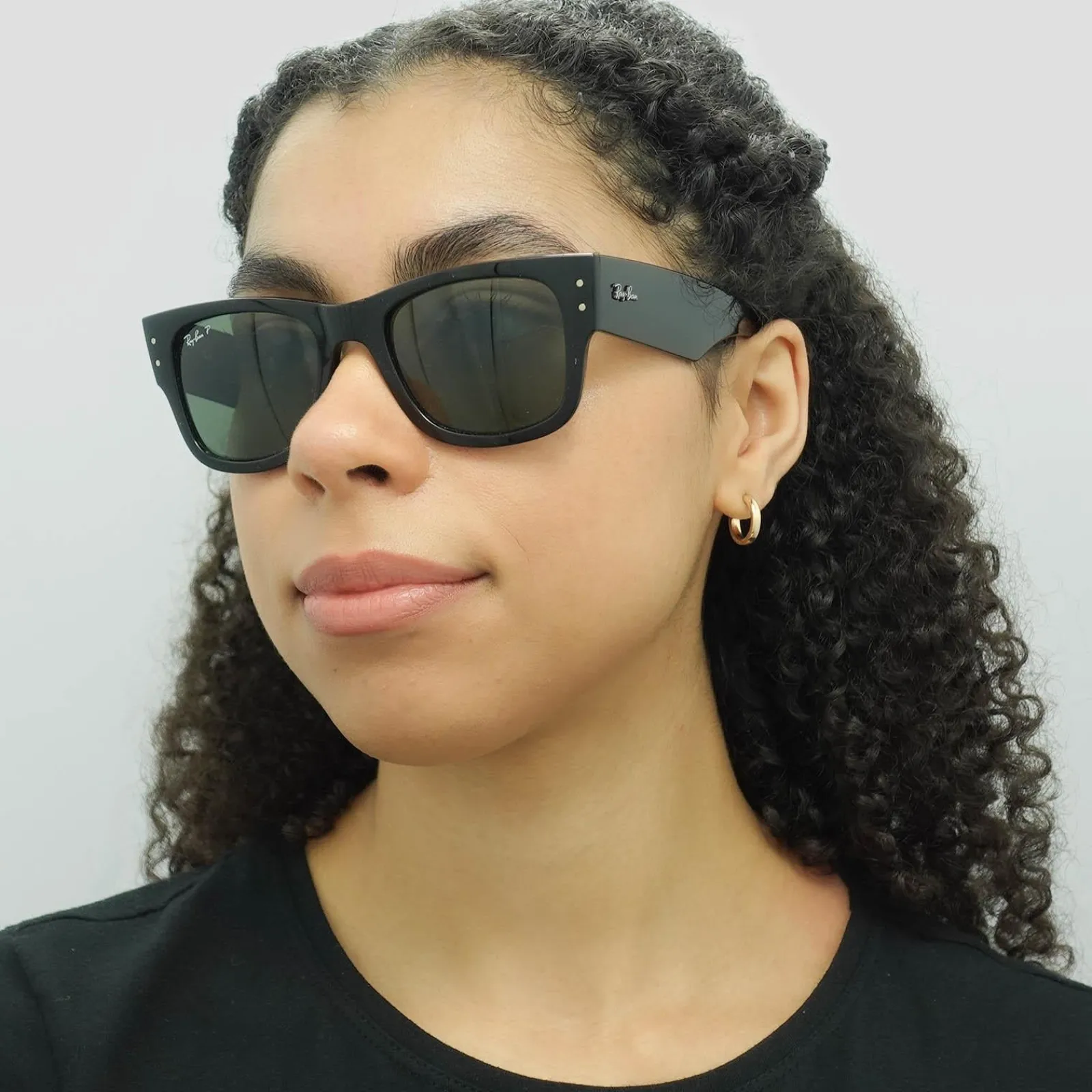 Ray-Ban Square|Polarised^Sunglasses RB0840S Mega Wayfarer 901/58 Polished Black Green P
