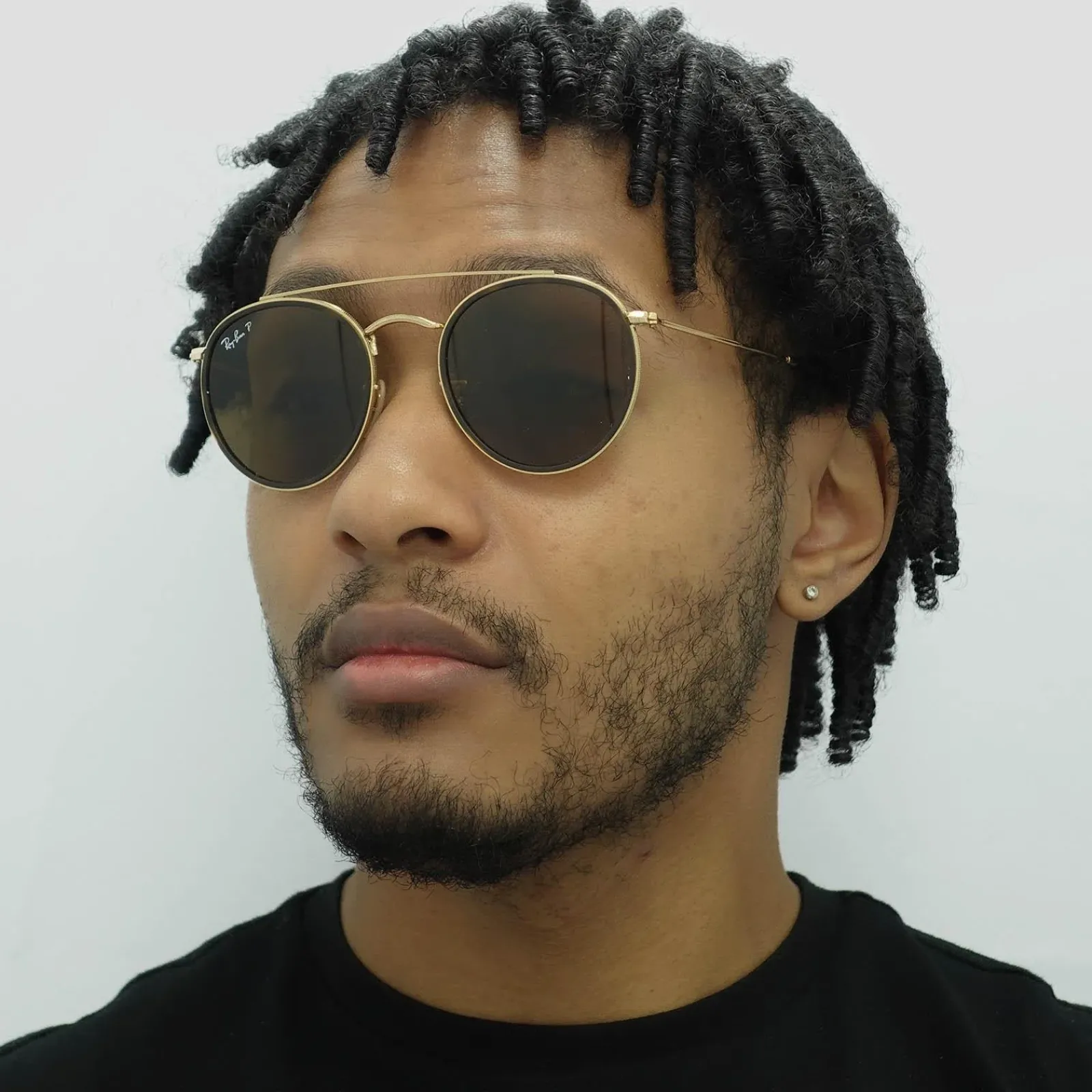 Ray-Ban Polarised^Sunglasses Round Double Bridge 3647N 001/57 Gold Brown B-15 Po