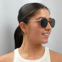 Ray-Ban Ray-Ban|Ray-Ban^Sunglasses Round Double Bridge 3647N 001 Gold Green